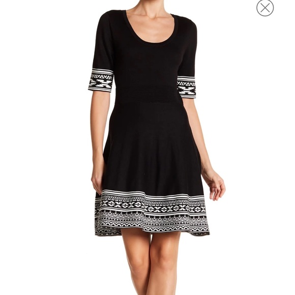 Nina Leonard border scoopneck dress size L NWT - Picture 2 of 9